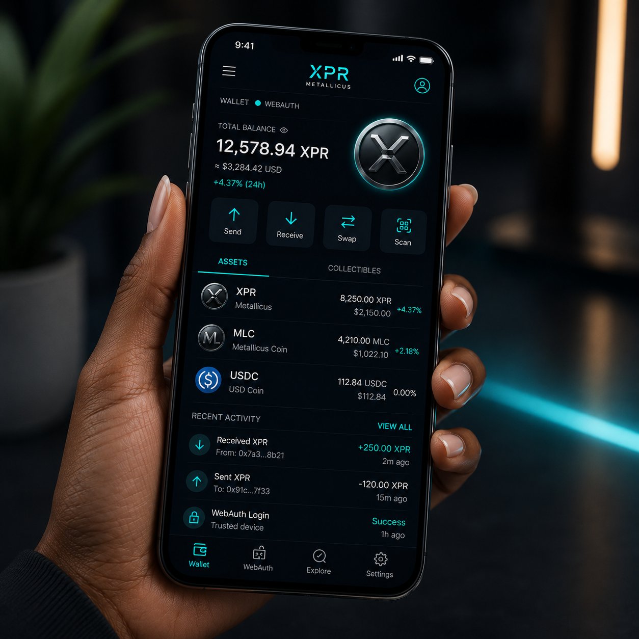 Crypto wallet portfolio interface